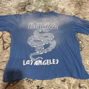 Anine bing cotton Ashton graphic blue snake tee size medium